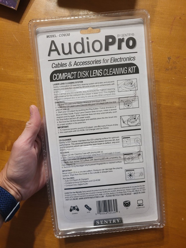 Sentry Audio Pro CD030 Compact Disk Disc Laser Lens Electronics Cleaning Kit