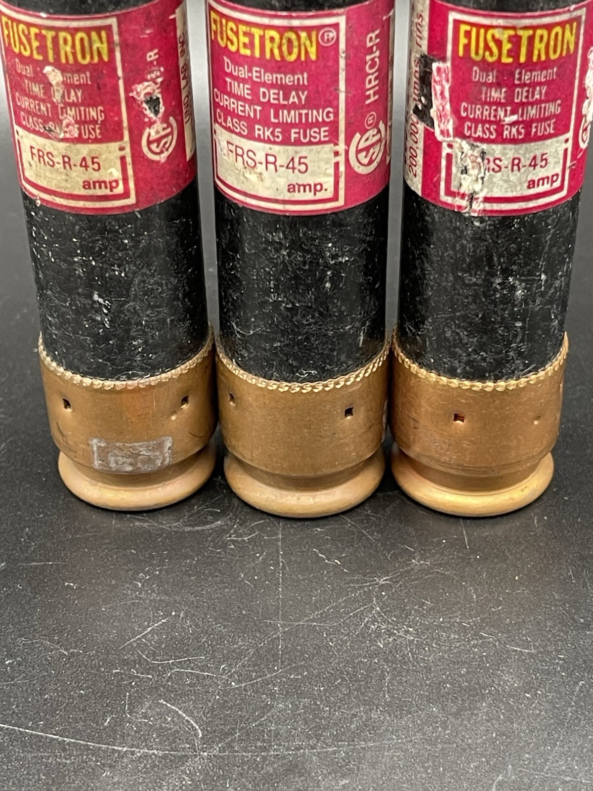 (3) Bussmann FRS-R-45 FRS-R 45 Amp Fuses 600 Vac Class RK5, Current Limiting