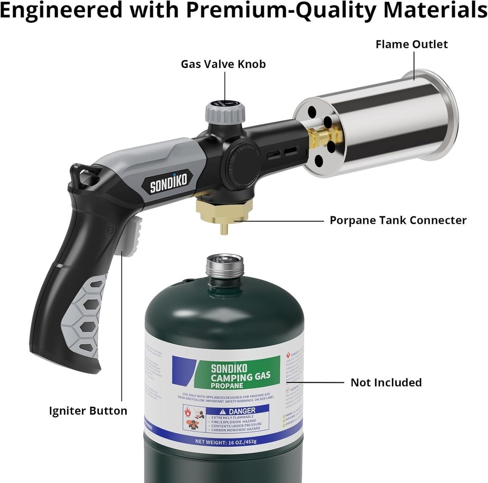 L8010 Propane Torch - Your Ultimate Tool for Culinary Precision - 12.2" Compact