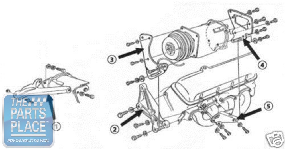 1971-75 Chevrolet Big Block AC Compressor Bracket Set (5 Pieces)