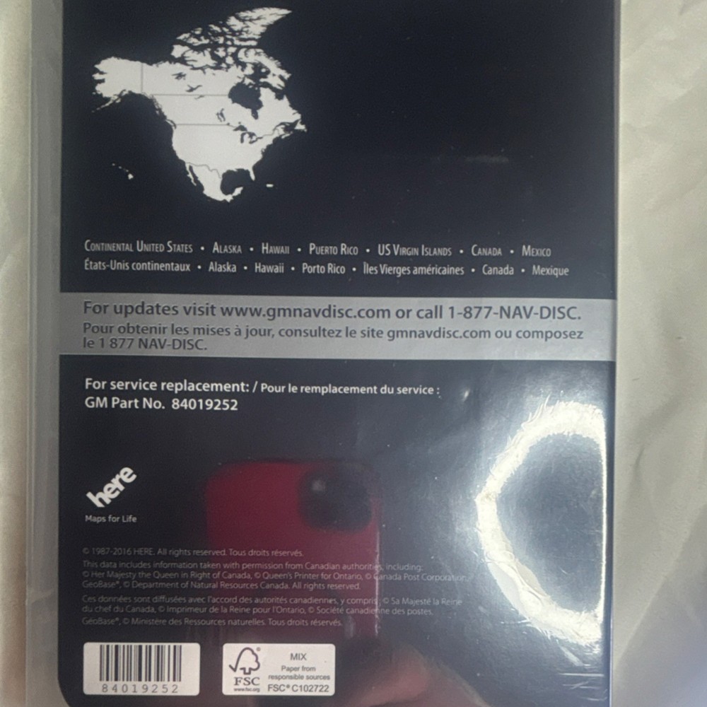 here 2017 North America Map Update for GM Navigation System 84019252