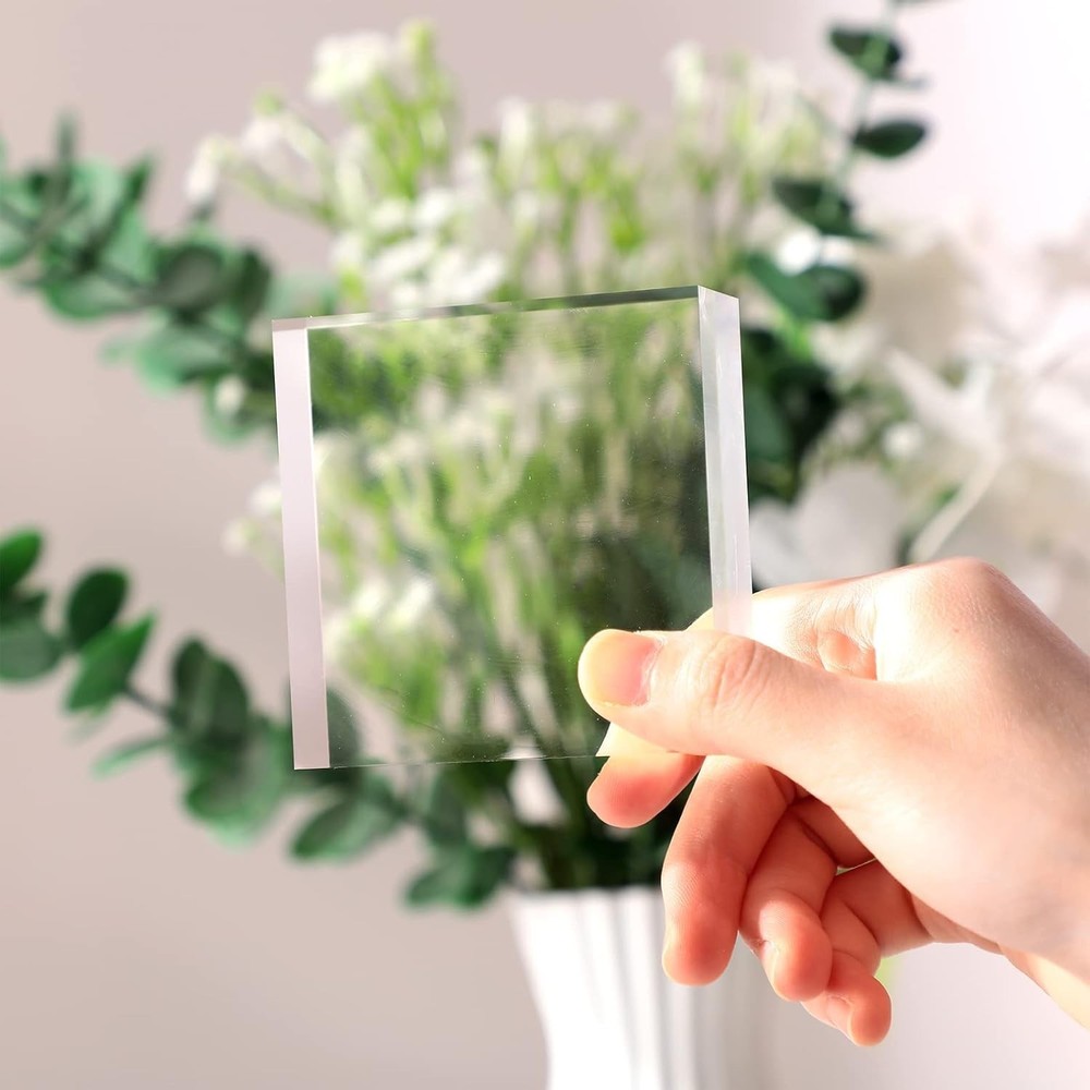 3 Pieces Acrylic Square Display Block Clear Polished Acrylic Cube Solid Display