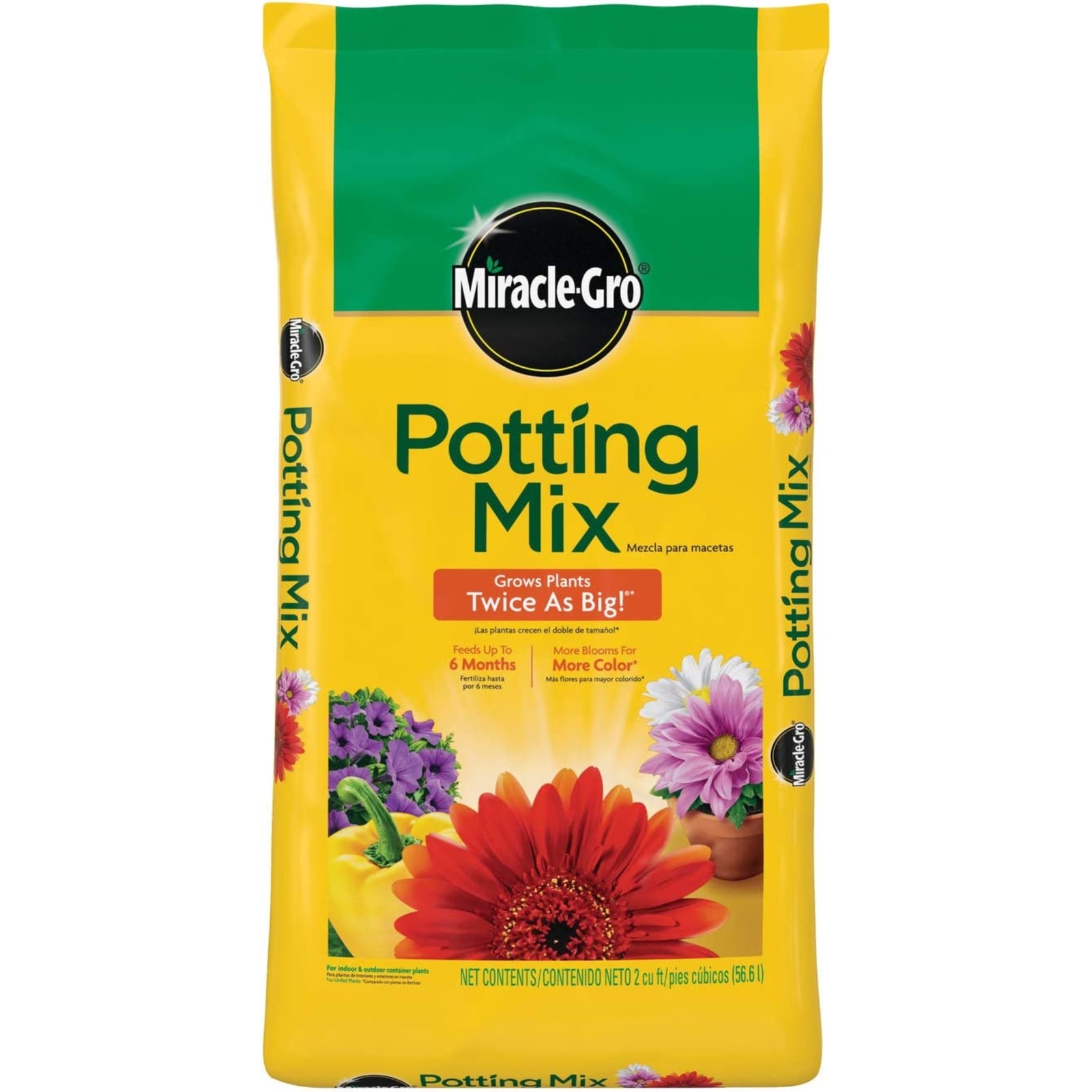 Miracle-Gro Potting Mix for Container Plants, Feeds up to 6 Months, 2 cu ft