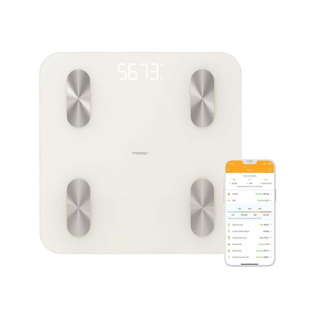 11-inch (28cm) Bluetooth Smart Scale (Ivory), Digital Body Composition Analyzer