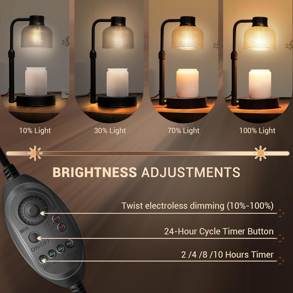KLL Candle Warmer Lamp with Timer: Adjustable Height Dimmable Black