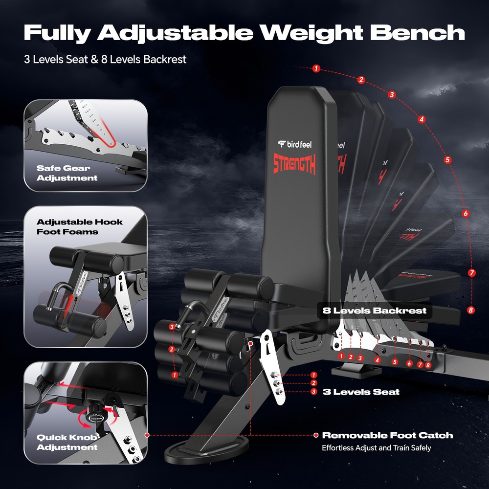 Adjustable Foldable Weight Bench for Home Gym Strength Training Workout Bench