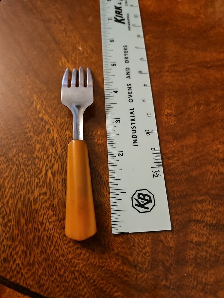 Vintage Butterscotch Bakelite Toddler Fork 5"