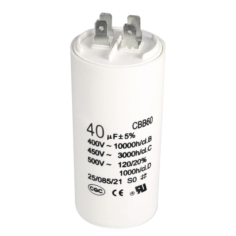 94x45mm CBB60 Run Capacitor 40uF 450V AC Double Insert White
