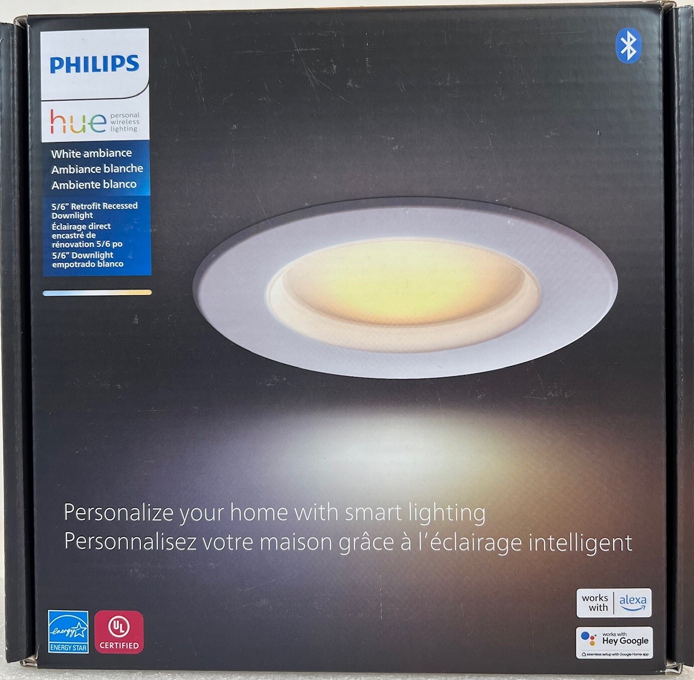 Philips Hue Smart Recessed 5/6 Inch LED Downlight-White Light, 9290031346- White