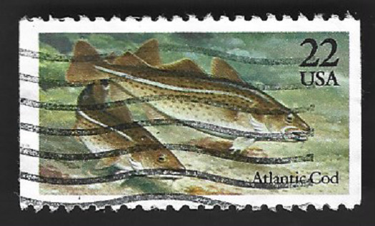Scott# 2206 22c Atlantic Cod Fish with a Wavy Machine Cancel - (A-3)