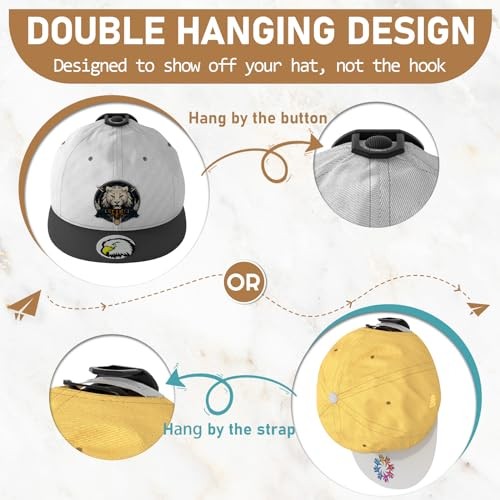 22 Pack Adhesive Hat Hooks for Wall, Super Strong Hat Rack for Black 22Pack