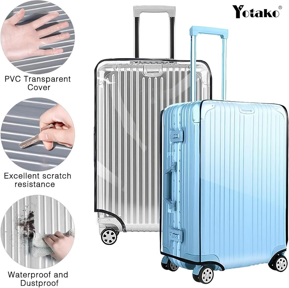 Water-Resistant 30'' Suitcase Protector - Clear PVC Cover with Adjustable Strap