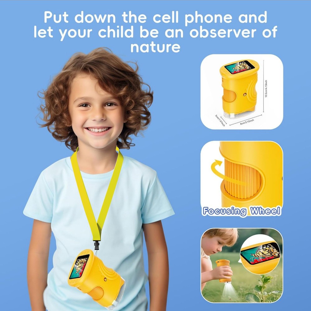 Kids Digital Microscope 1000x Magnification Handheld USB for PC Windows Mac OS