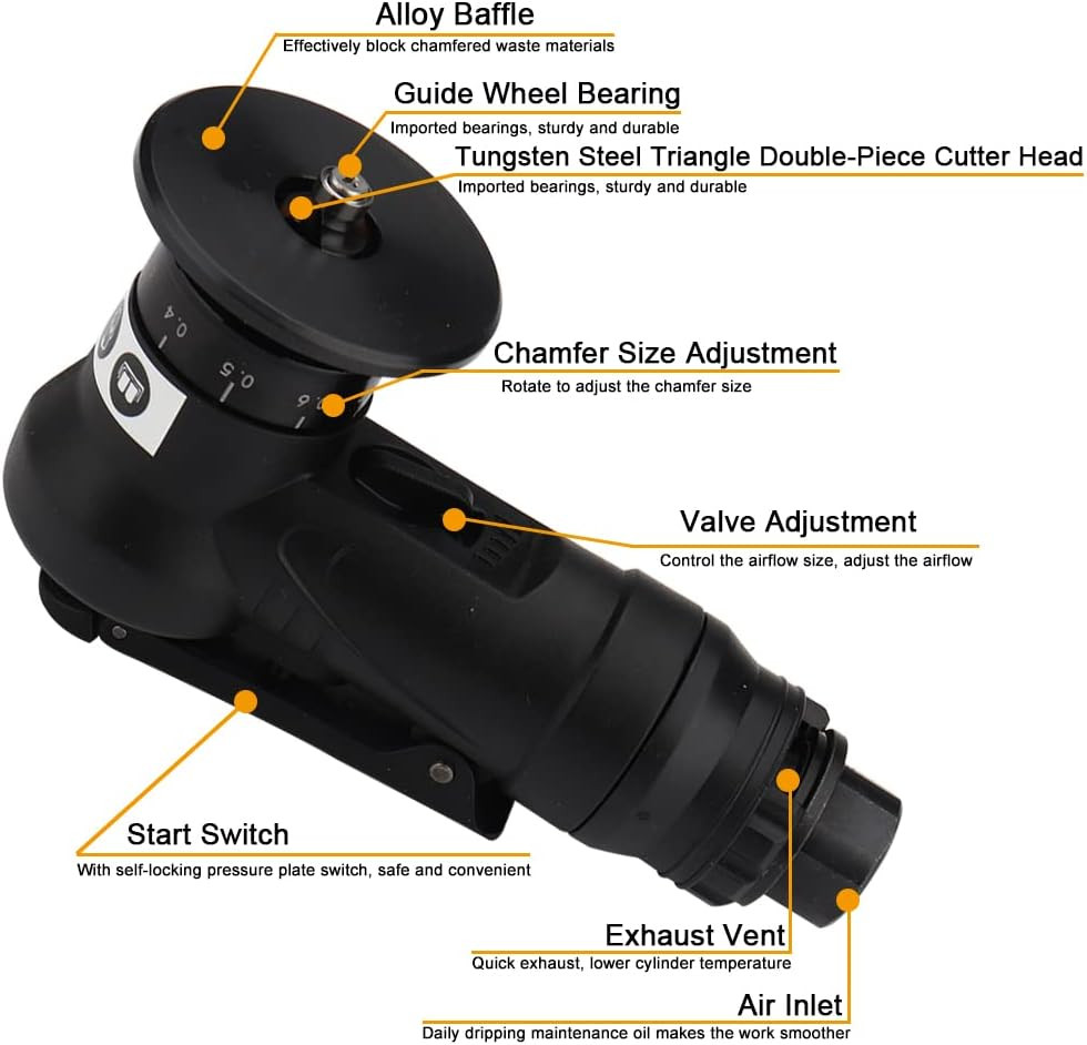 Mini Pneumatic Chamfering Machine, Portable Handheld Air Chamfer Tool for Chamfe