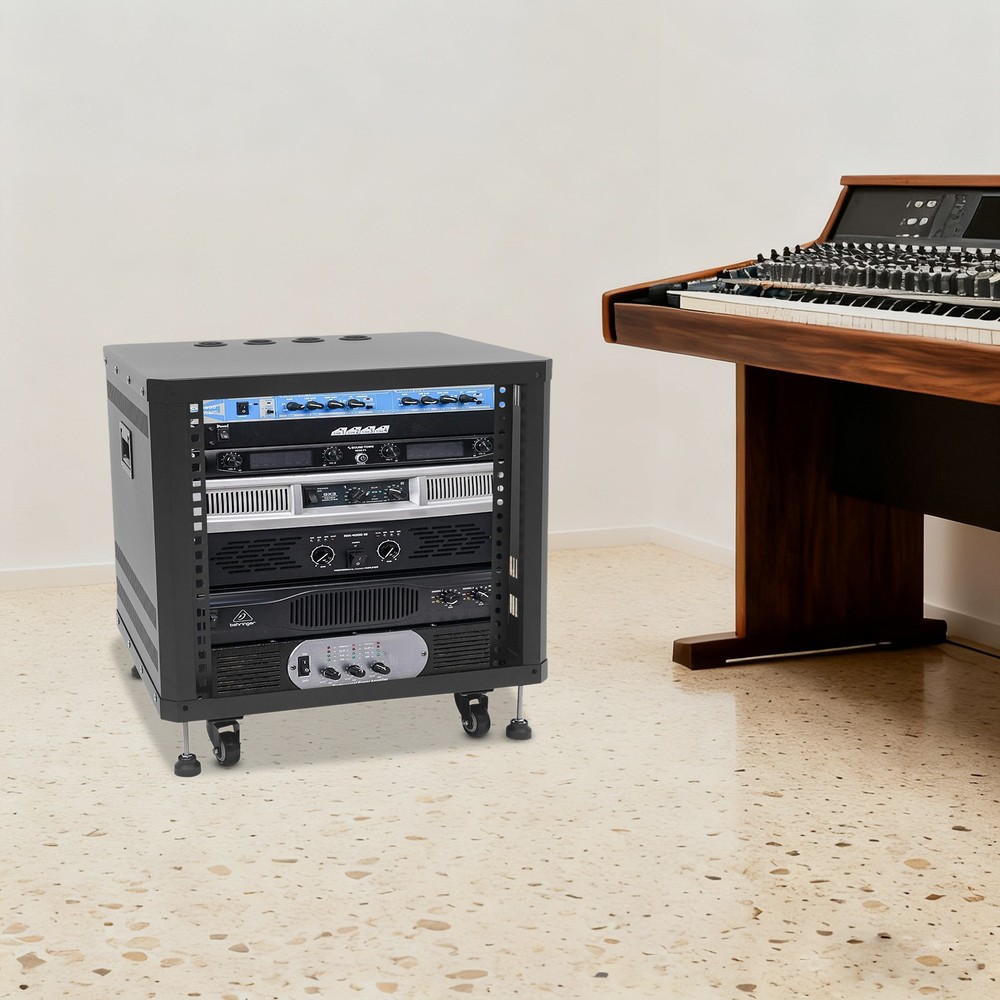 9U Audio Rack Stand Studio Rack Server Rack Audio Holder With Wheels ﻿Rectangle