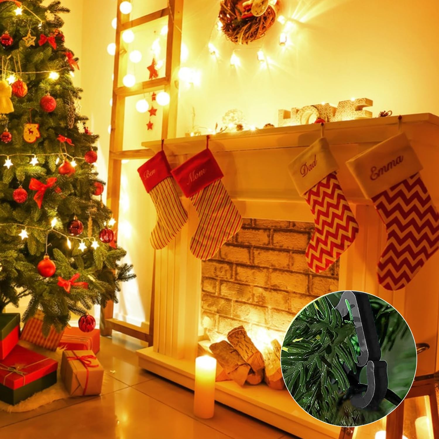 AccEncyc 100 Pcs Outdoor Light Clips Hooks for 100Pcs Black, Black