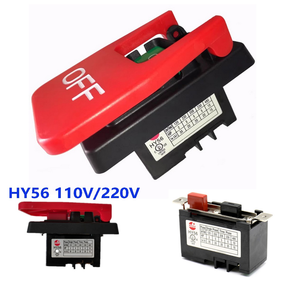 For KEDU HY56 Single Phase Switch ON OFF Push Button Switch With Emergency Stop