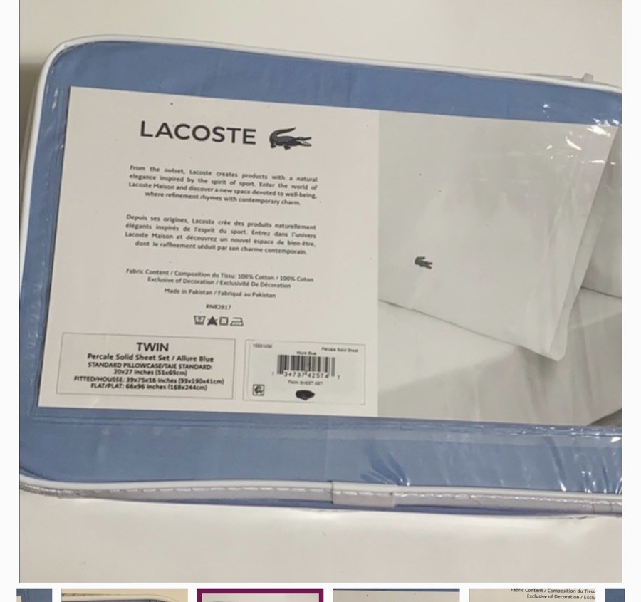 Lacoste Twin Sheets Blue