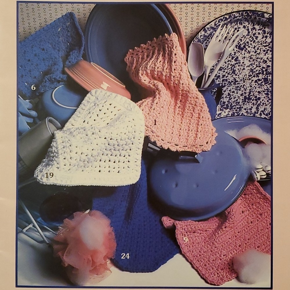 1996 Learn to Crochet 24 pattern Stitches Quick and Easy Dishcloths leaflet