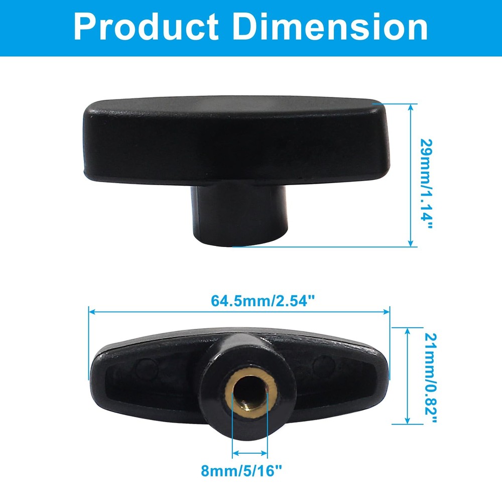 5Pcs T Shape Knobs 5/16"-18 Clamping Knobs with Steel Insert for T Track Bolt...