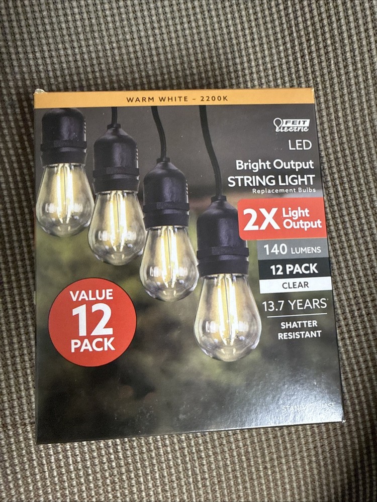 String Light Replacement Bulbs , Warm White , 12 Pack New