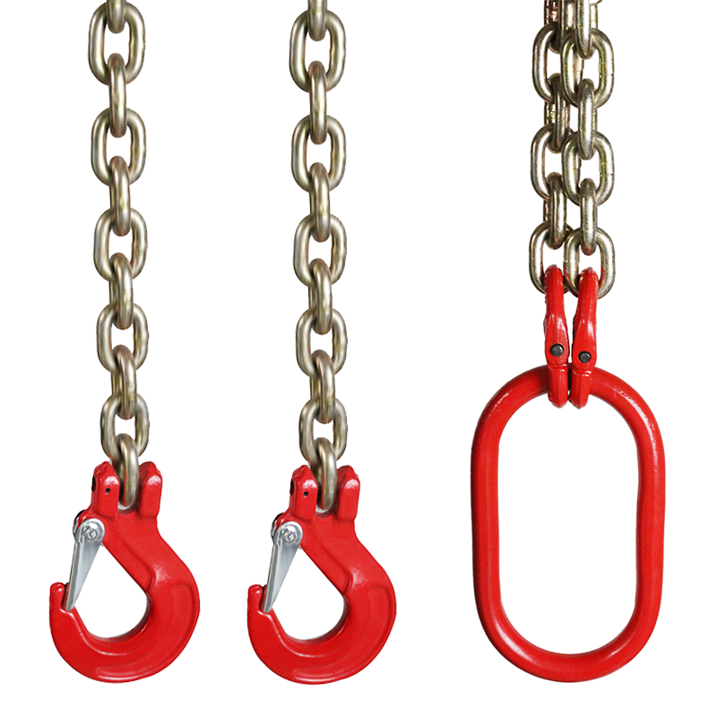 One 5/16"x6' G80 Chain Lifting Sling w/2 Legs 3T/6600lbs Capacity w/ Grab HooK