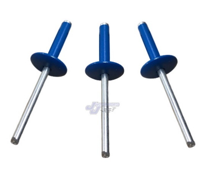 Large Head Blue Exploding Rivets Pop Rivet 100 ct Tri-Fold Racing Fasteners IMCA