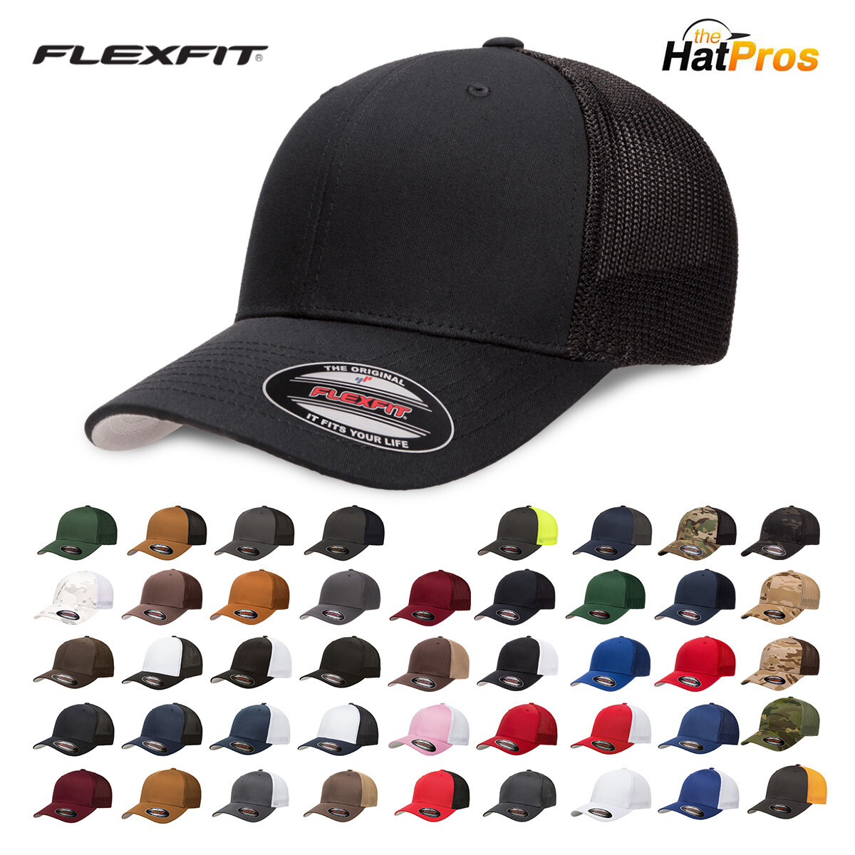 Flexfit 6511 Trucker Hat Fitted Mesh Back Cap Flexfit Blank