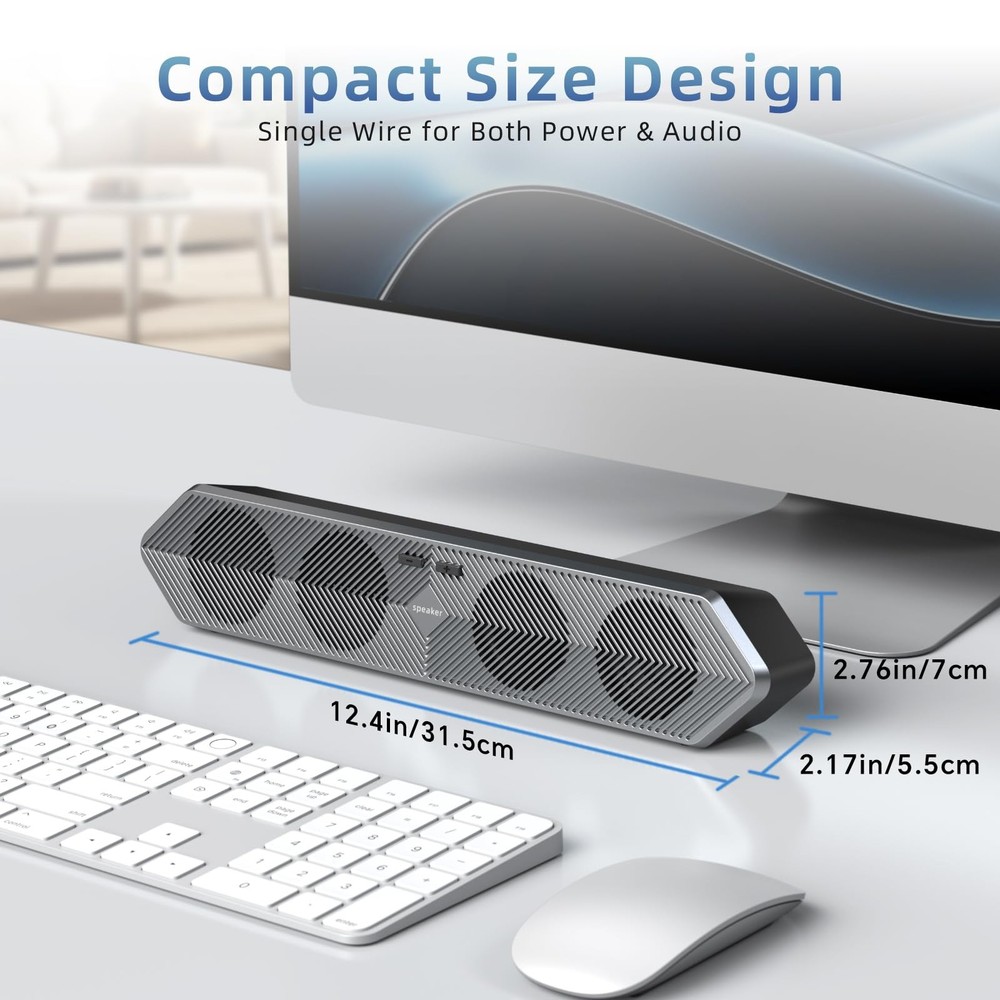 HPSWUW Computer Speakers for Desktop Pc, Wired USB Powered Bluetooth PC Speak...