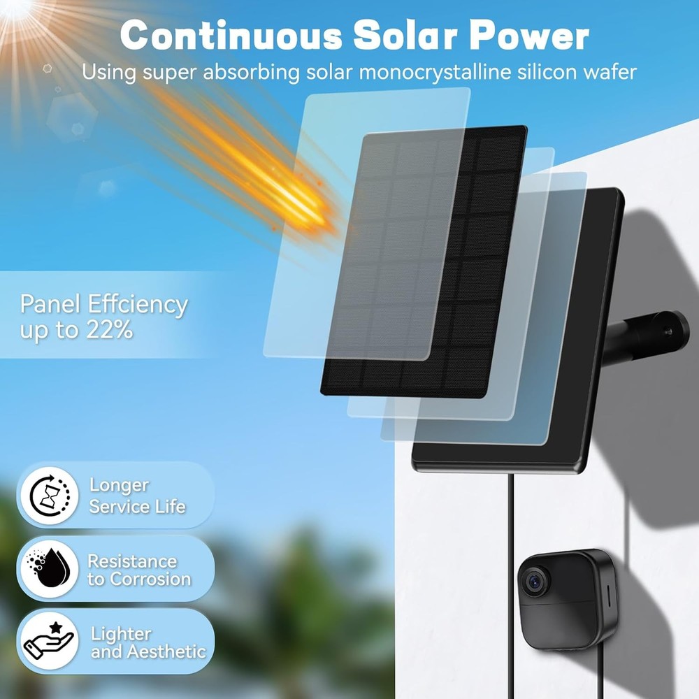 4 Pack 6W Solar Panel for Blink Camera, 2500mAH Panel Compatible with Blink