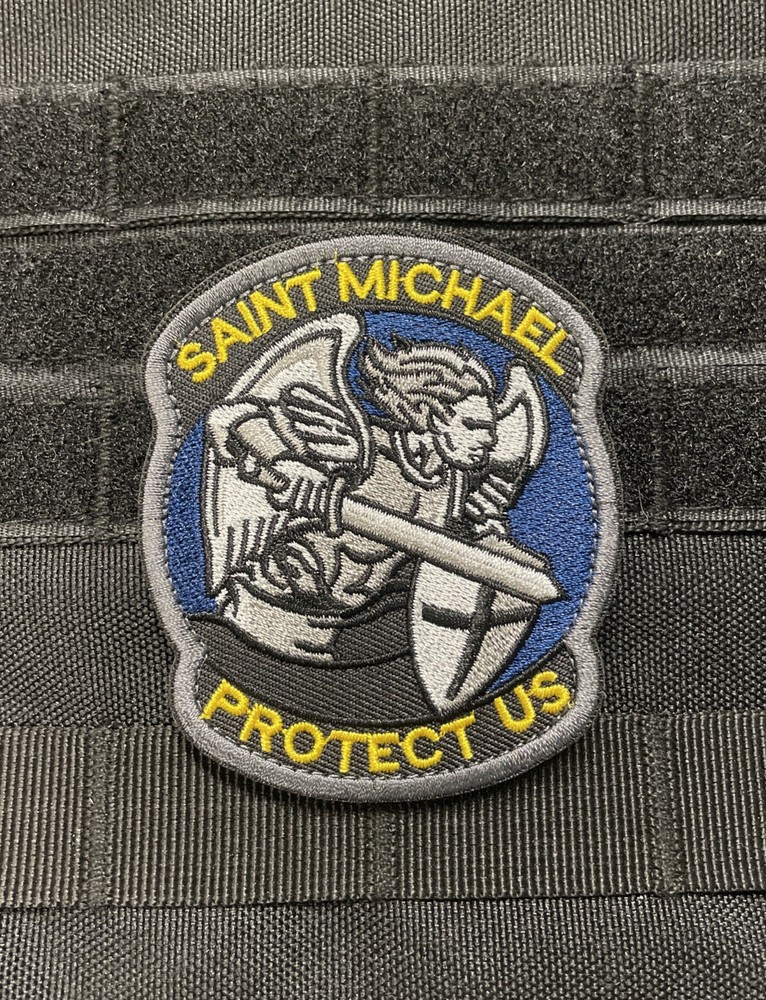 Saint Michael Protect Us Tactical Patron Airborne Army Hook Loop Patch Color