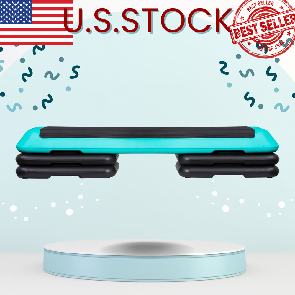 NEW 43" Exercise Aerobic Step Platform Adjustable 4 Stackable Risers Home Gym