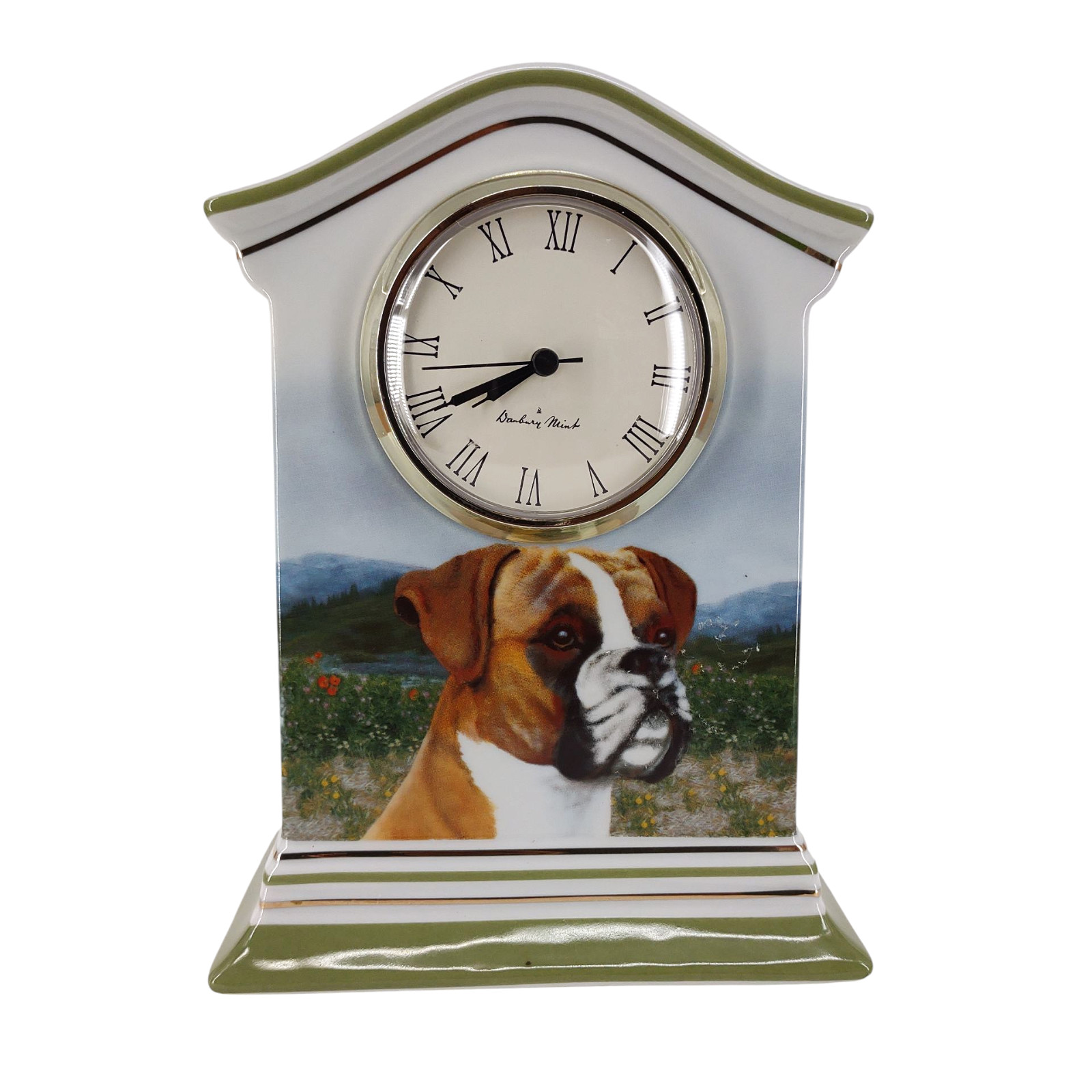 Rare Vintage Danbury Mint The Boxer Porcelain Desk Clock / Works