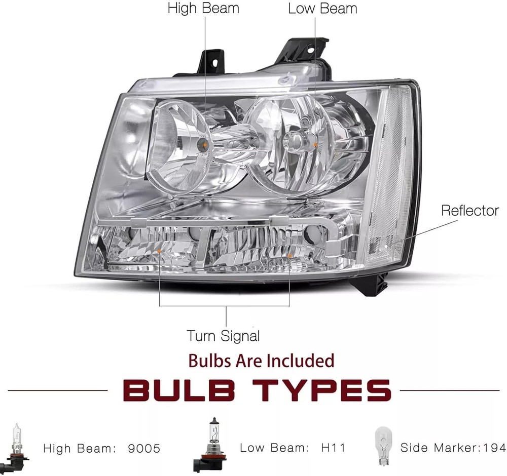 Chevy Tahoe Headlights Chrome 2007-2014 Pair