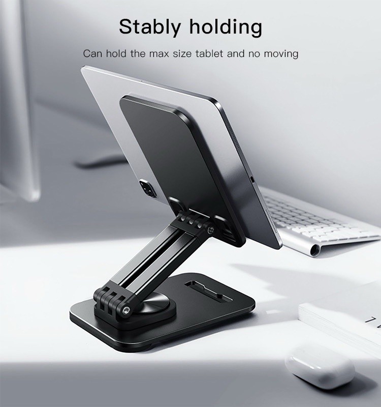 360° Rotating Foldable Stand for Tablet Phone, Black