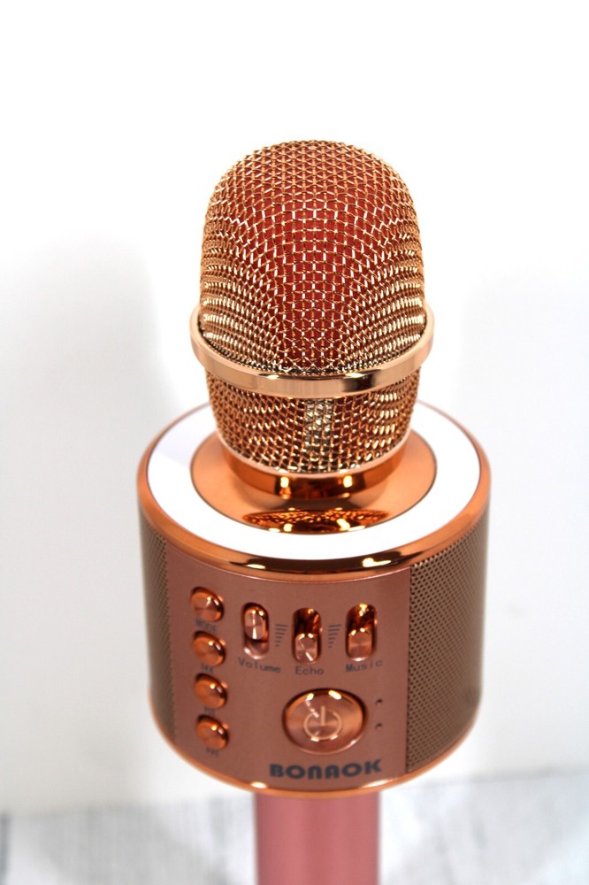 Bonaok Pink Karaoke Portable Wireless Microphone Needs Batteries