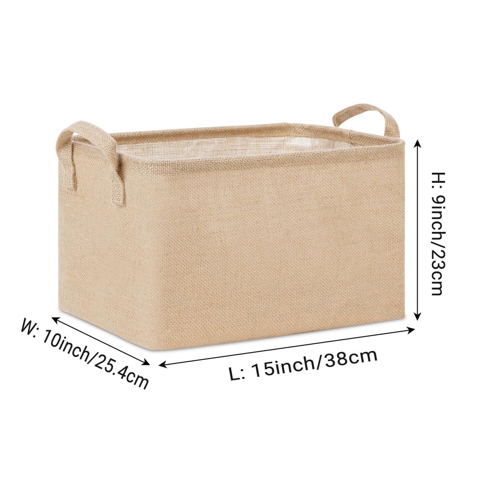 Rectangular Storage Basket,Collapsible Storage Bin with Hardboard,15" L x 10"...