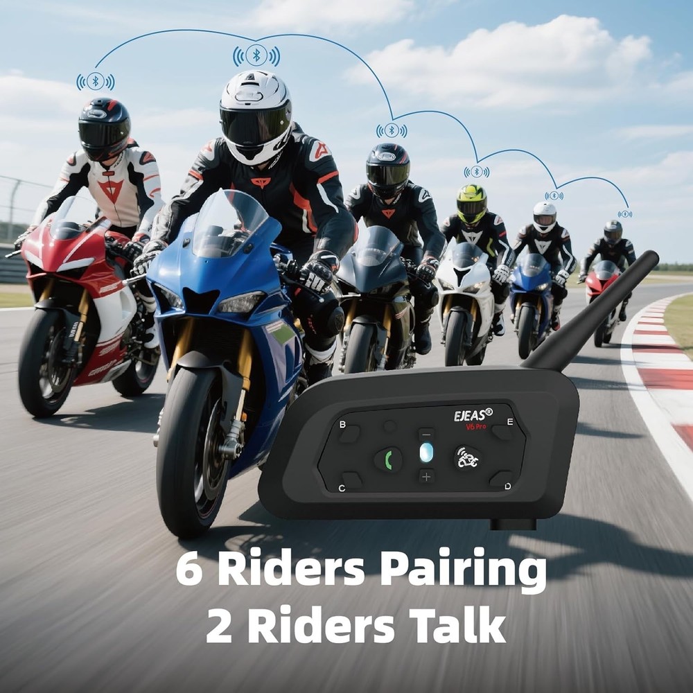 EJEAS V6 Pro+ Motorcycle Helmet Bluetooth Intercom Headset, V6 Pro Upgraded Vers