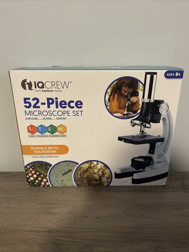 IQCrew 52-Piece Microscope Set with Durable Metal Frameworks for Students