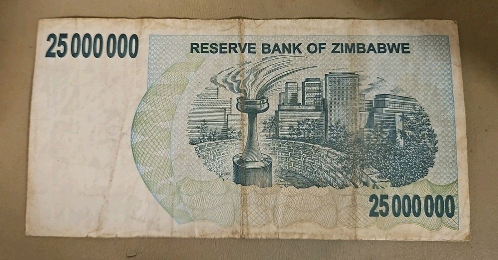 2008 Zimbabwe 25 Million Dollars Bearer Check Note