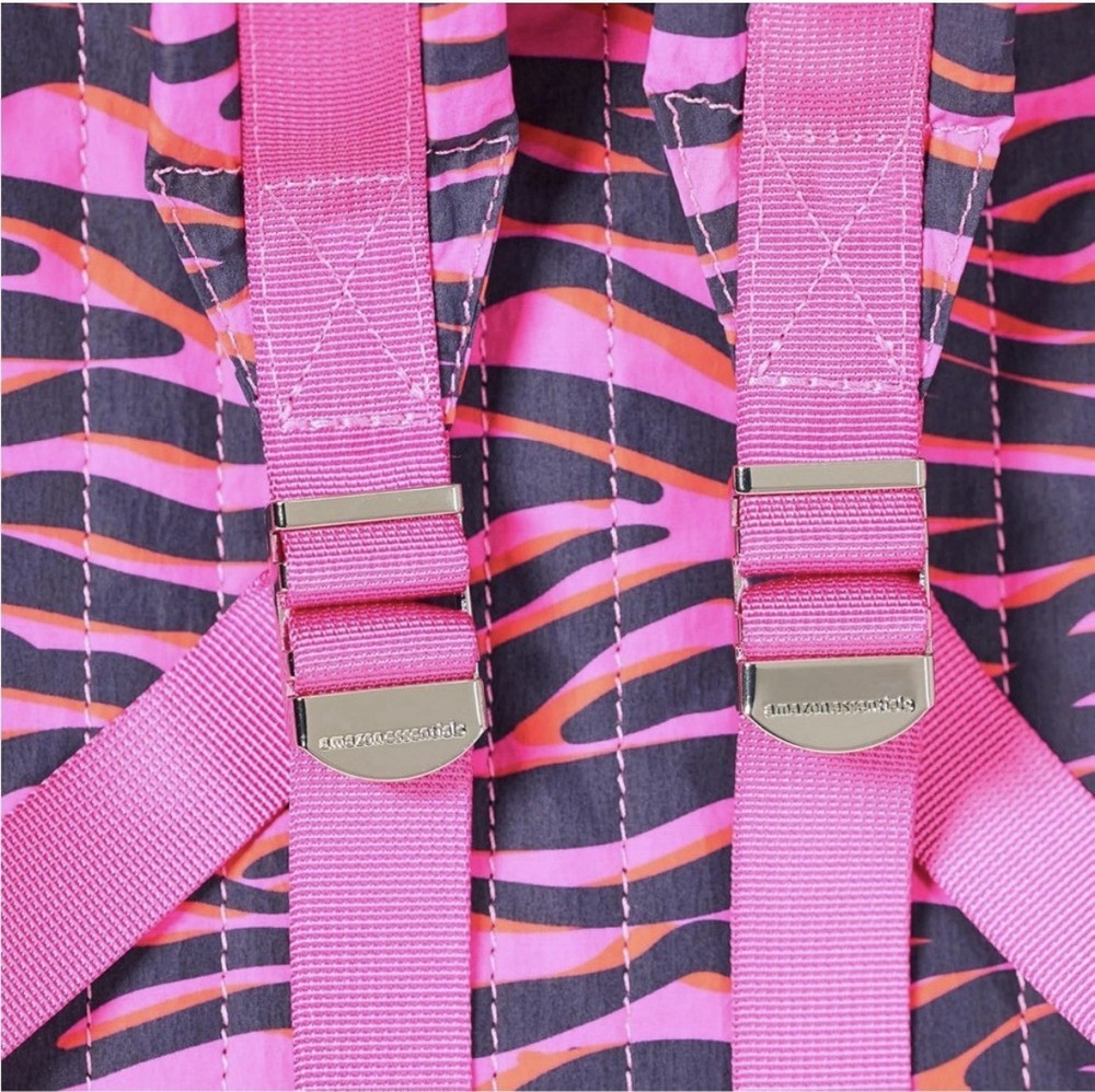 Pink Zebra Print Backpack Polyester Canvas Adjustable School