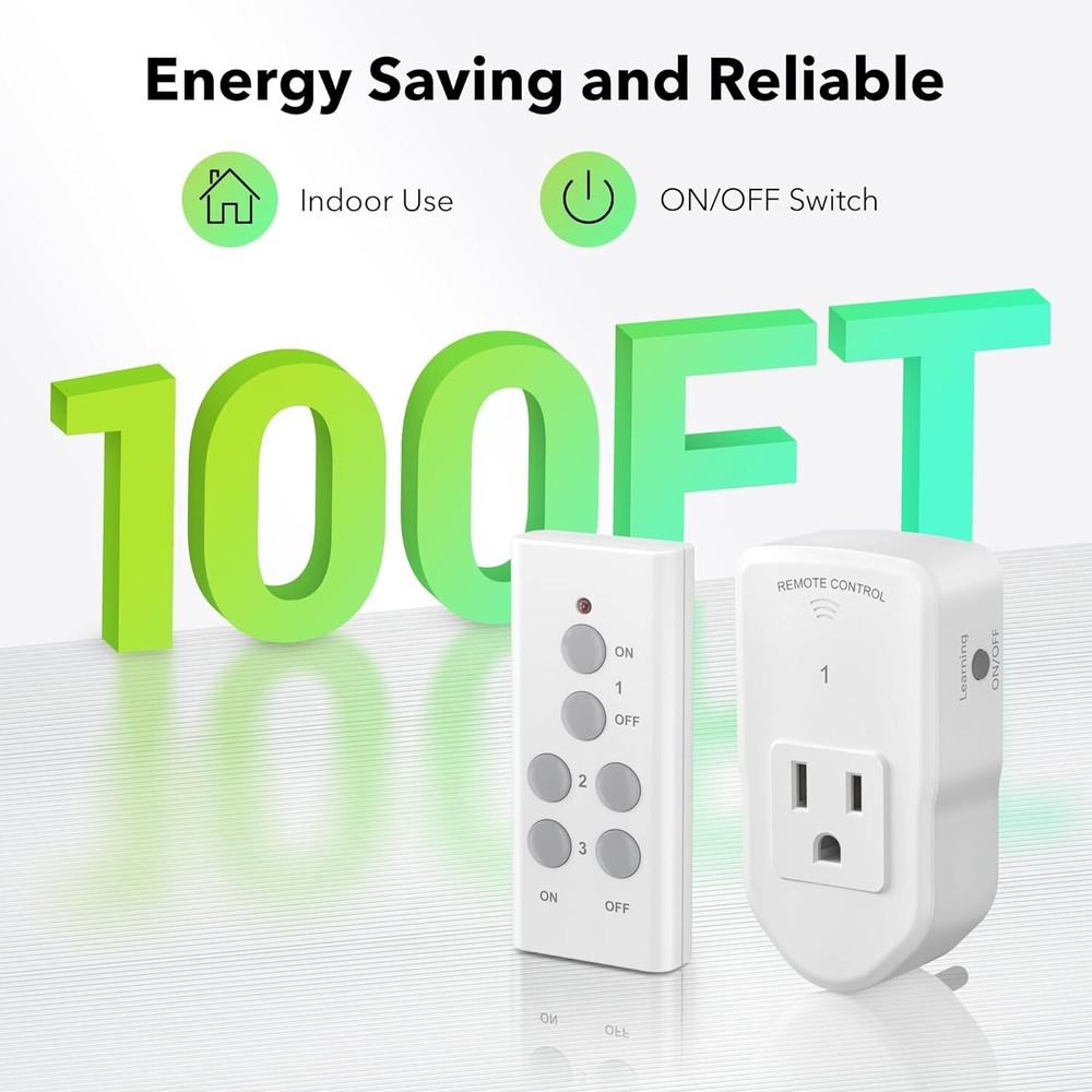 BN-LINK Wireless Remote Control Socket Electrical Outlet Switch Automation White