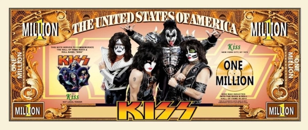 5 Pack KISS Rock Music Band 1 Million Dollar Notes Collectible Novelty Money