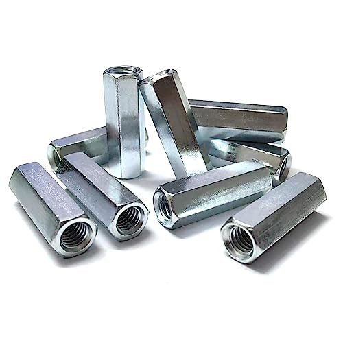 50 Packs Rod Coupling Nuts, UNC Threaded Hex Coupling Nut 1/4"-20