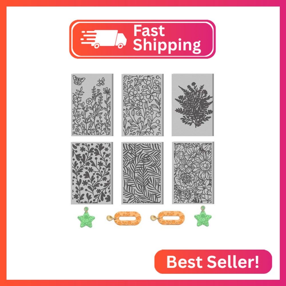 ACRNIGHEET 6 PCS Polymer Clay Texture Sheets Plants Clay Texture Mat for Using w