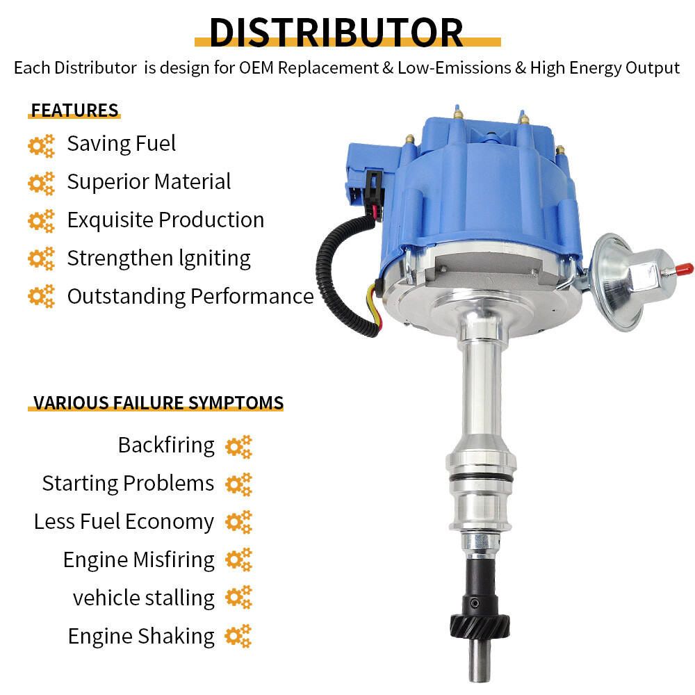 HEI Ignition Distributor For Ford 351C 351M 400 429 460 Spark Plug Wire Pigtail