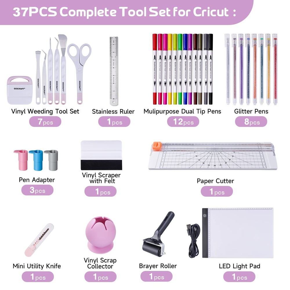 37Pcs Essential Tool Set, Ultimate Tool with 7Pcs Weeding Tools for Vinyl, LE...