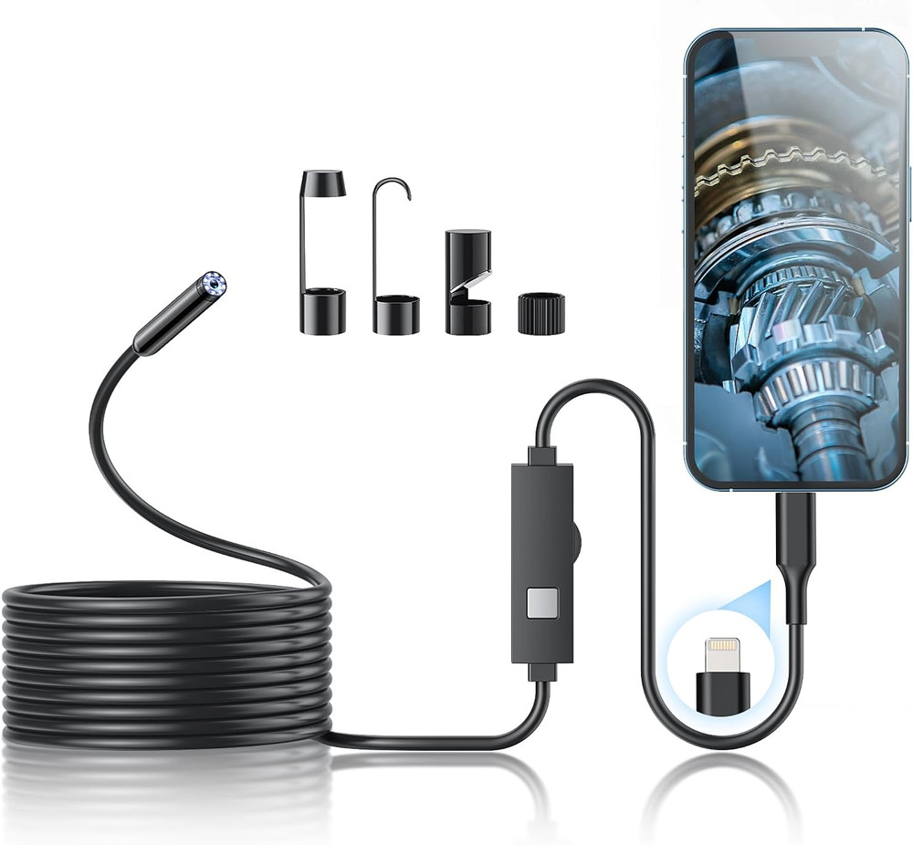 Endoscope Camera with Light, 1920P HD Borescope Tools with 8 Adjustable LED Ligh