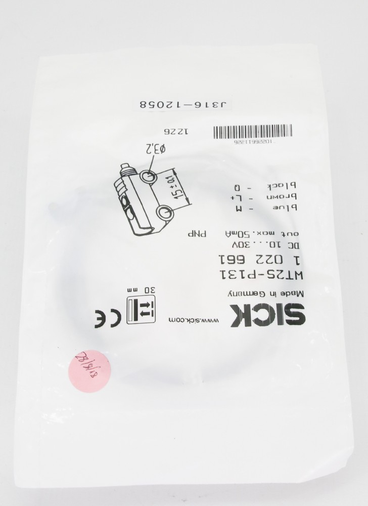 12058 SICK DIFFUSE PHOTOELECTRIC SENSOR (NEW) WT2S-P131