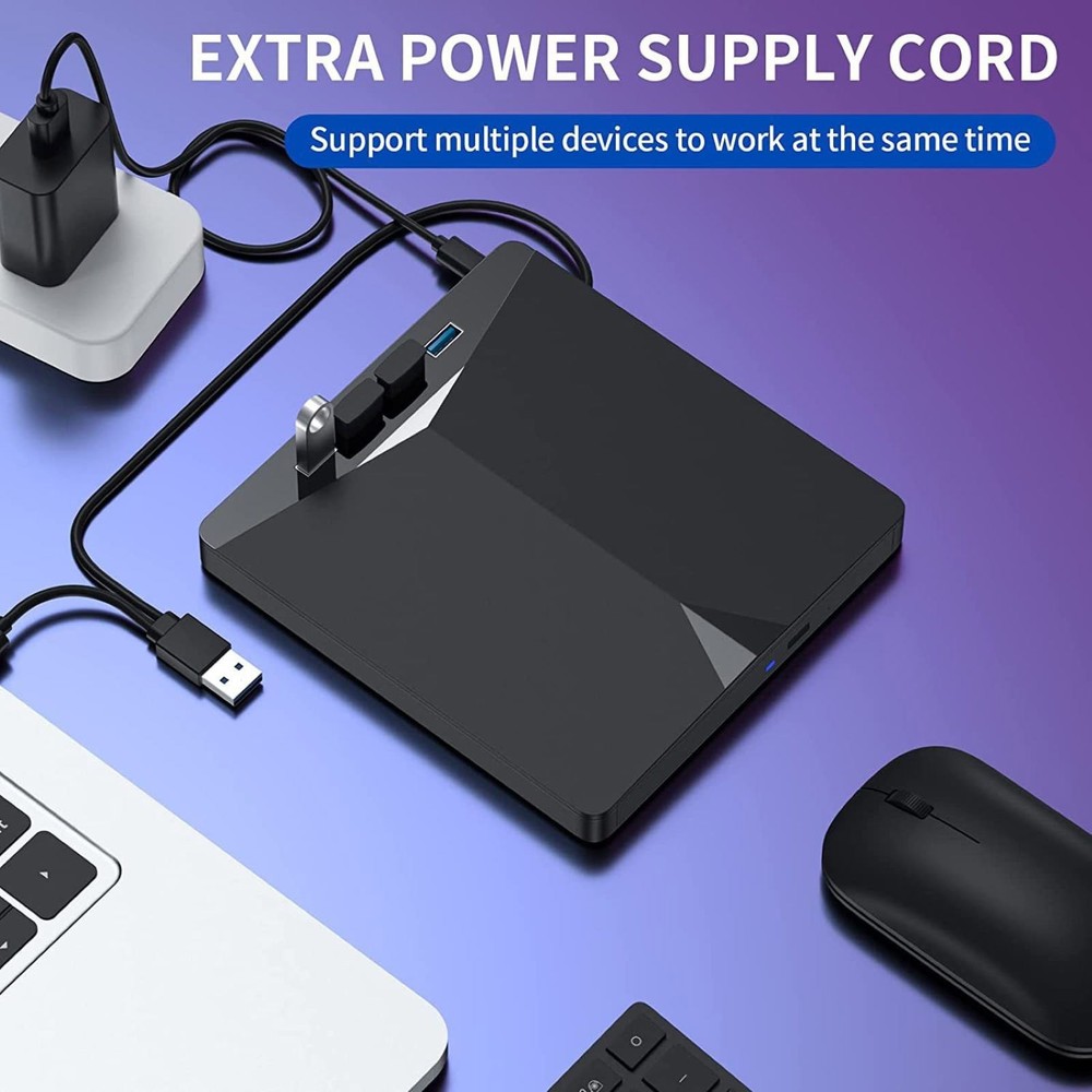External CD DVD Drive for Windows 11 10 PC Laptop Burner Reader Writer USB 3.0
